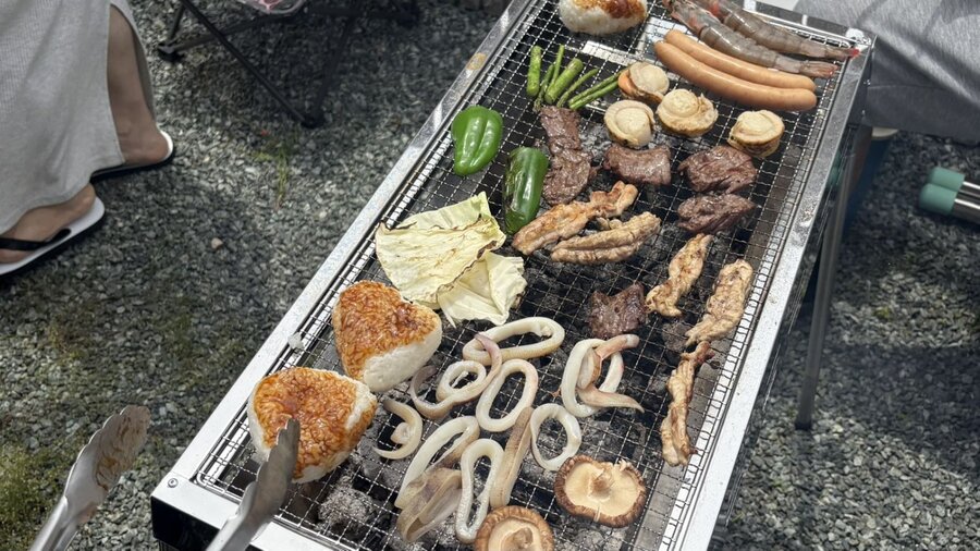 熊本県での出張バーベキューの様子（友人とのBBQ）