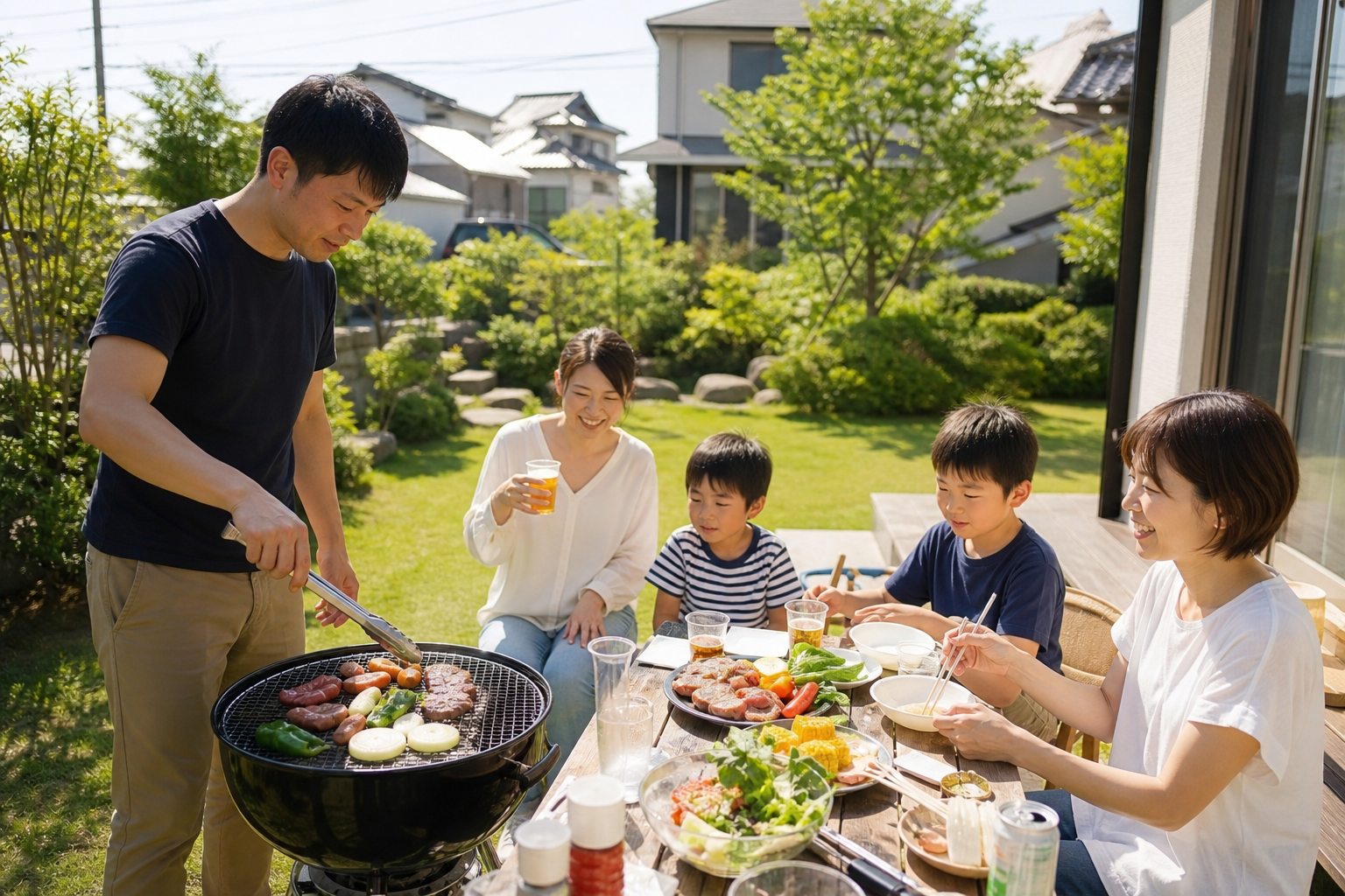 ご自宅の庭でのバーベキュー